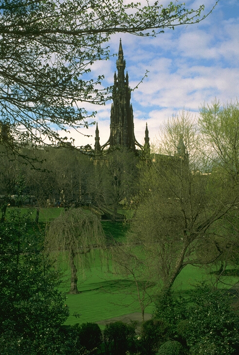 View to the park and gothic church