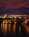 Night Prague and Vltava river