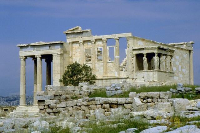 Landscape with ruins of Greek temple