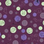 Children's wallpaper with young animals on burgundy background