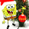 Main hero of cartoon SpongeBob SquarePants with Christmas Tree and ball