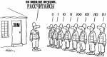 cartoon with roll call in the army