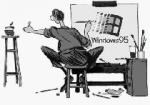 Карикатурный рисунок с логотипом apple и windows 95