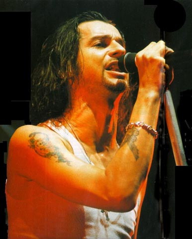 Dave Gahan picture with long hair and a beard